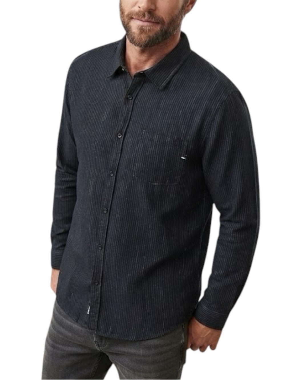 ONEILL Pinstripe Long Sleeve Button Down Shirt Distressed Black XL